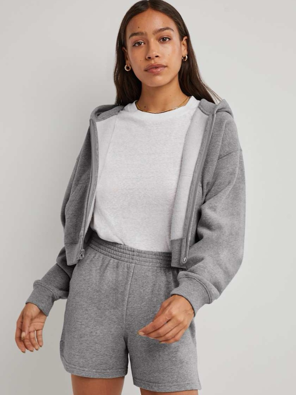 Aritzia TNA Mid-Thigh Short Heather Gray Sweatshorts - Picture 2 of 7